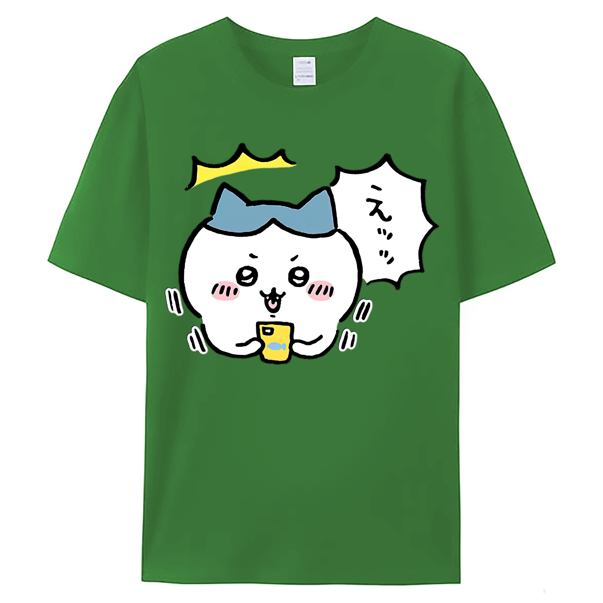 （画像用） ちいかわ ハチワレ Chii-kawa hachiware レディースカジュアルプリントTシャツ（綿100％）